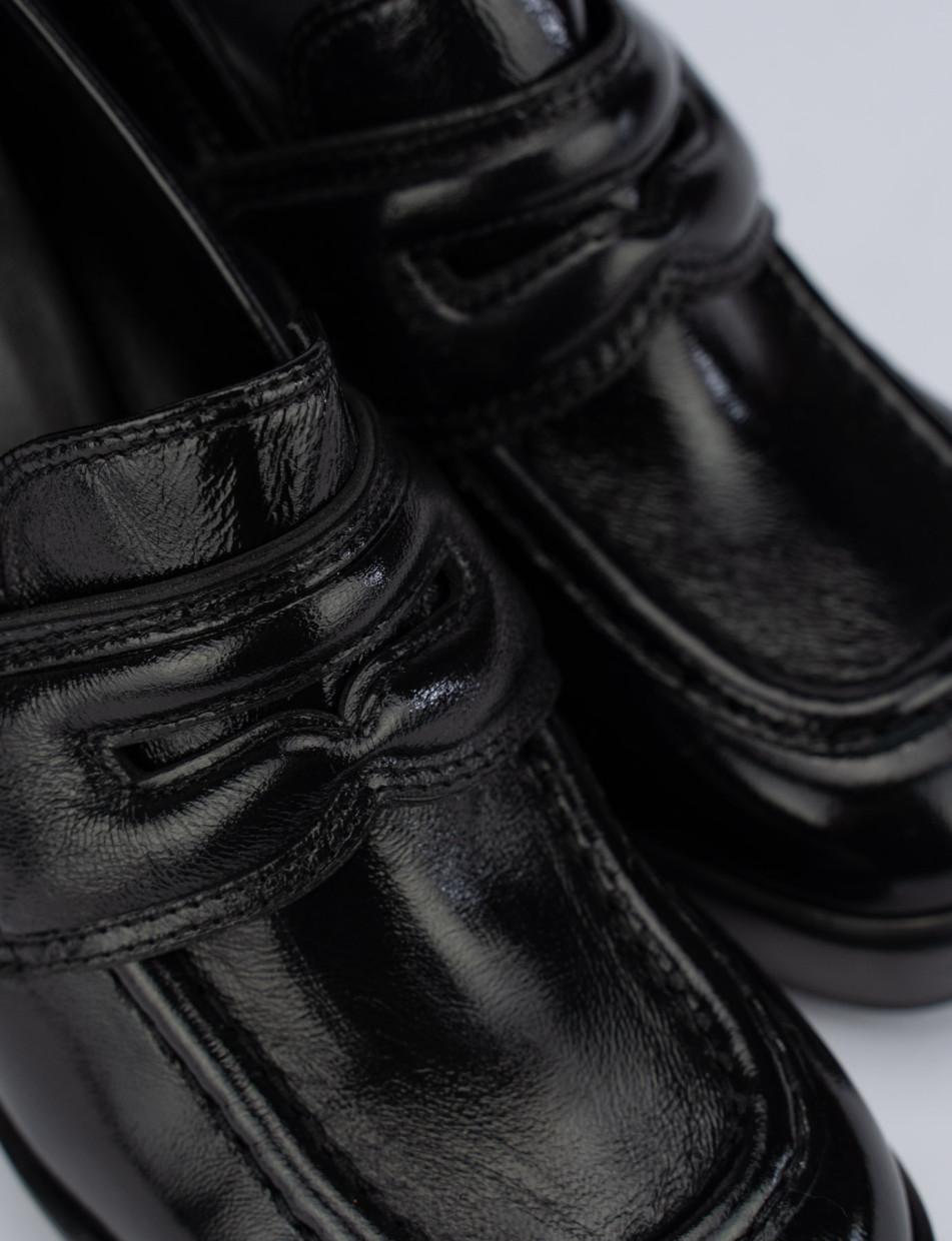 Zapatos de salón tacón 9 cm negro cuero