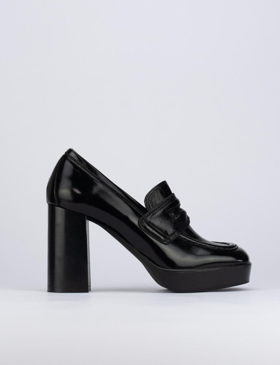 Zapatos de salón tacón 9 cm negro cuero
