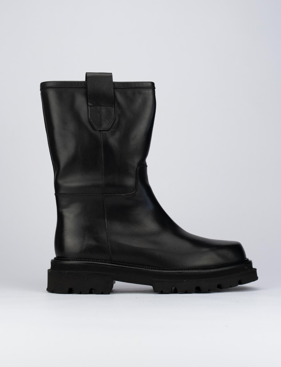 Outlet - mujer tacón 2 cm negro cuero