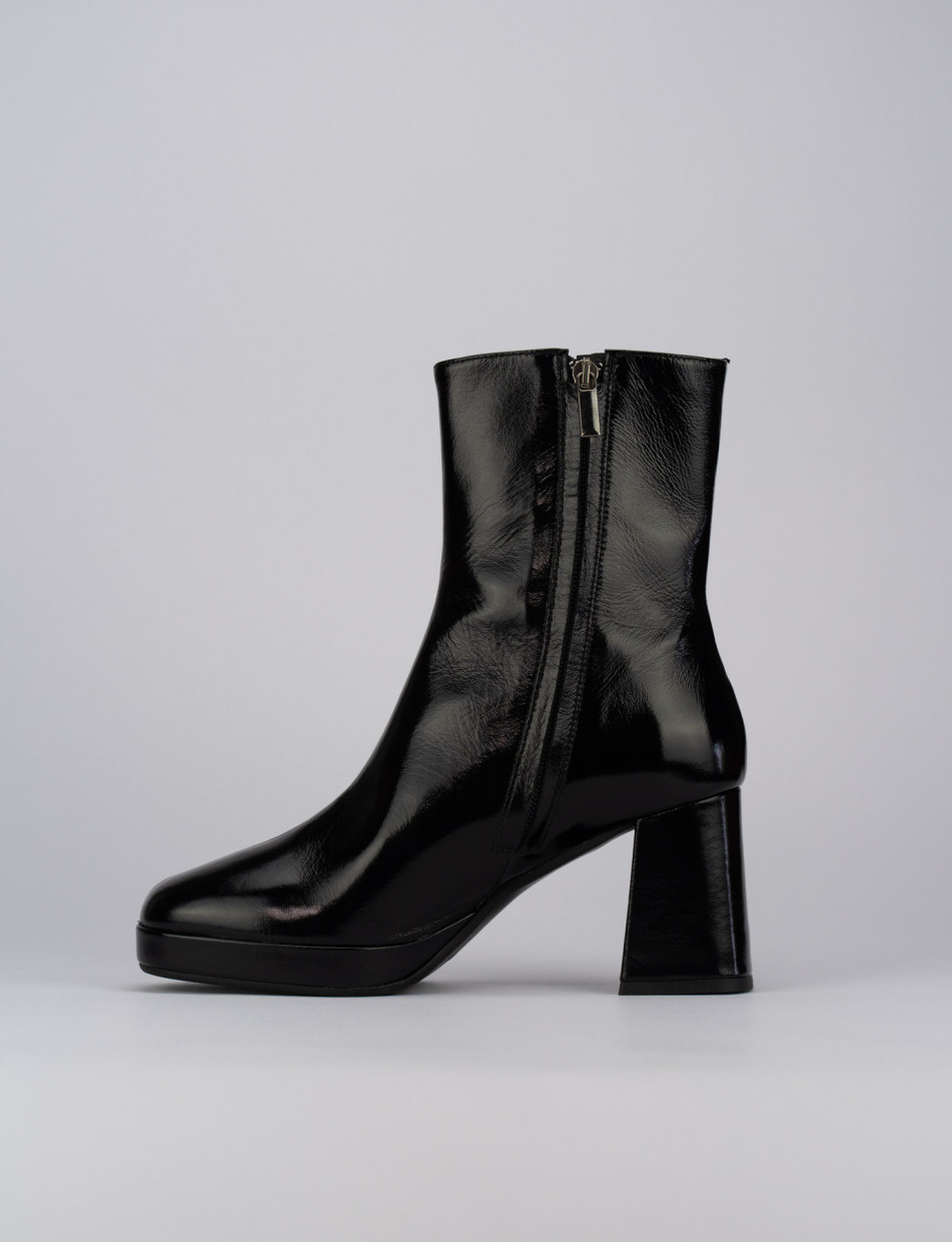 Botines de tacón alto tacón 6 cm negro cuero