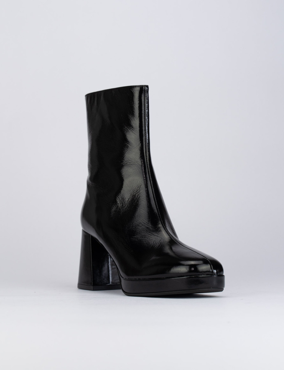 Botines de tacón alto tacón 6 cm negro cuero