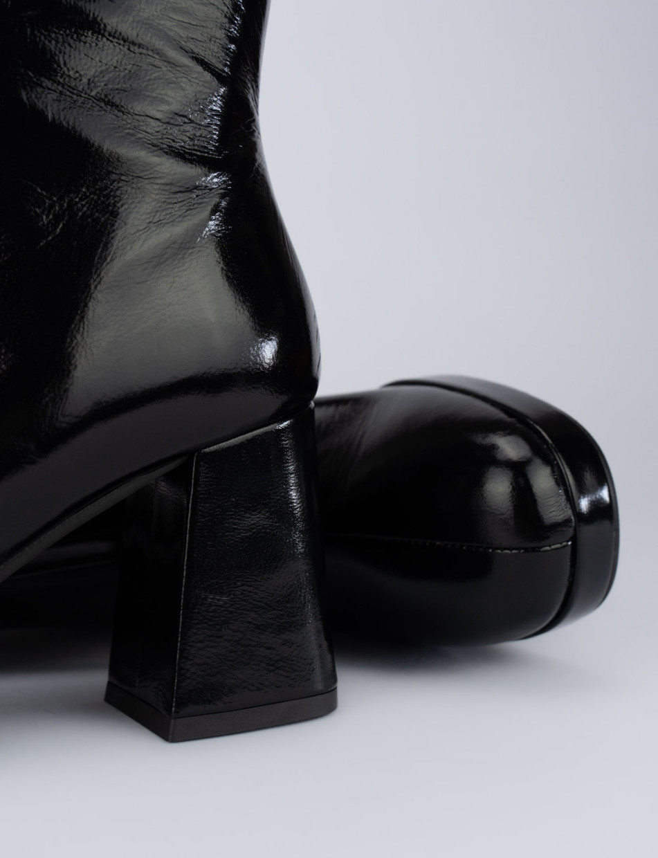 Botines de tacón alto tacón 6 cm negro cuero