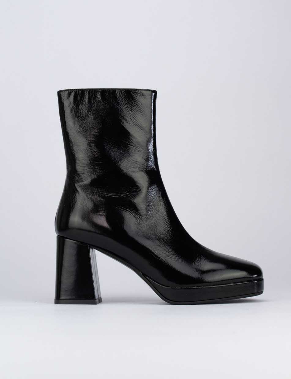 Botines de tacón alto tacón 6 cm negro cuero