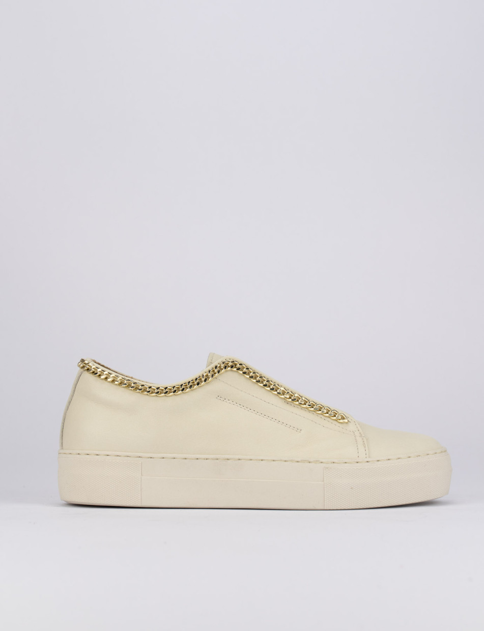 Sneakers heel 1 cm beige leather