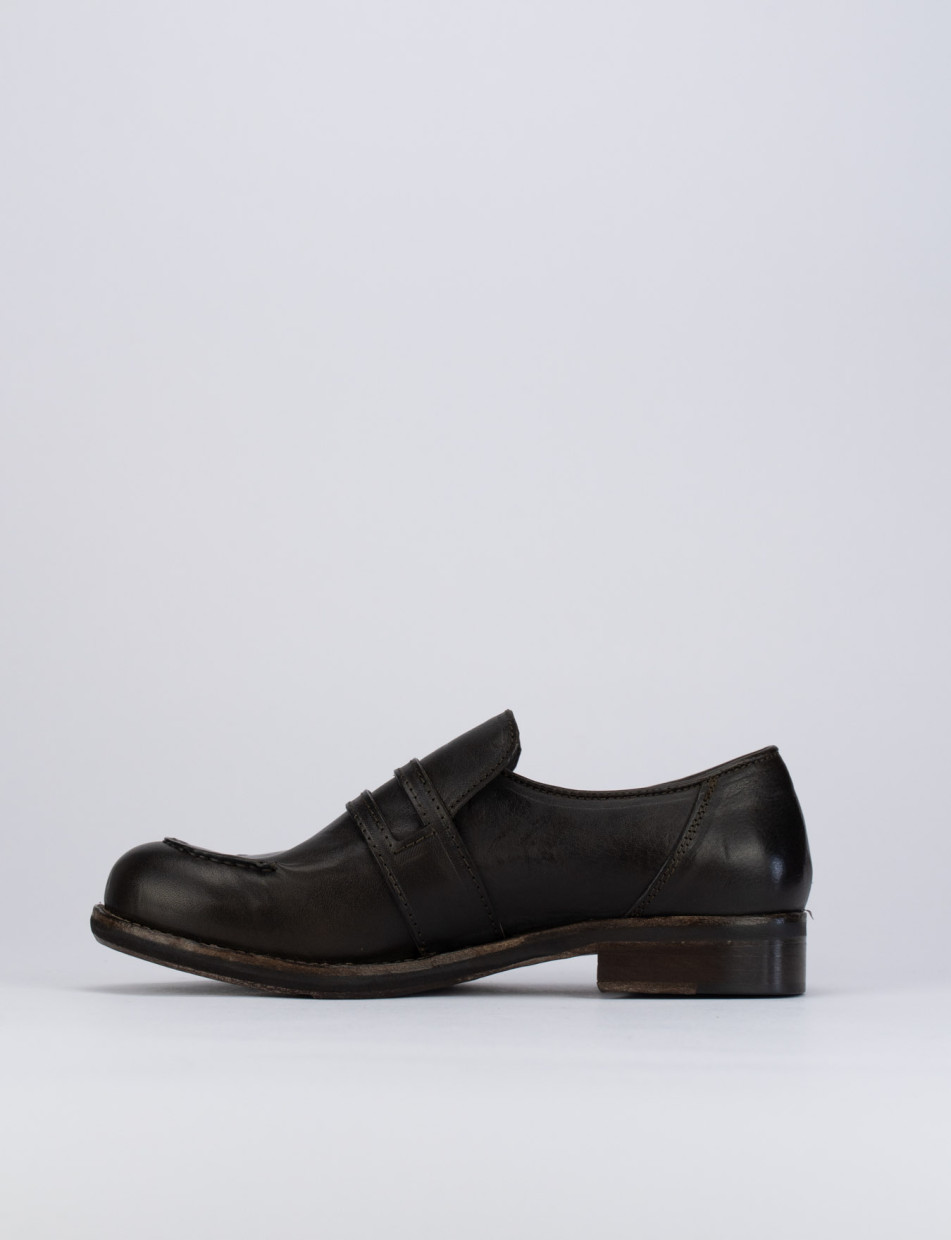 Mocasines tacón 1 cm marrón oscuro cuero