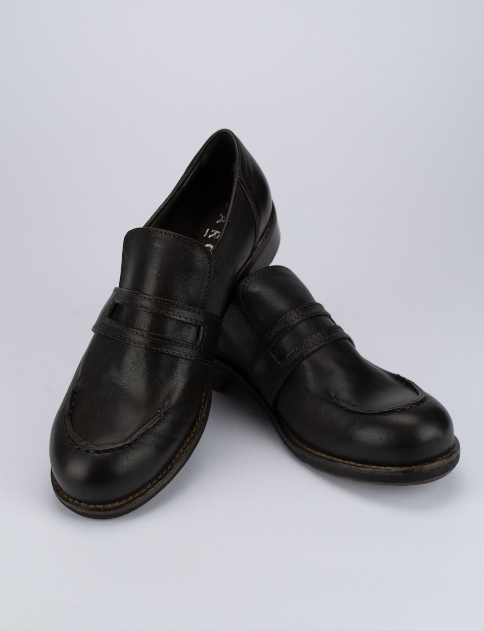 Mocasines tacón 1 cm marrón oscuro cuero