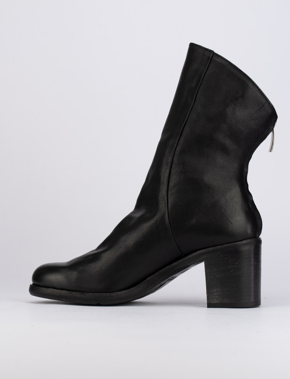 Botines de tacón alto tacón 5 cm negro cuero
