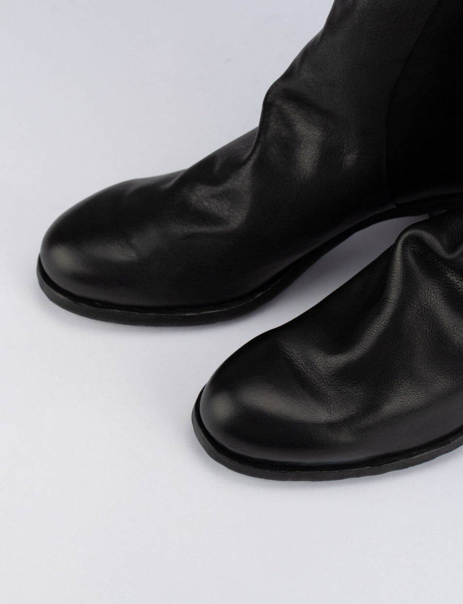 Botines de tacón alto tacón 5 cm negro cuero