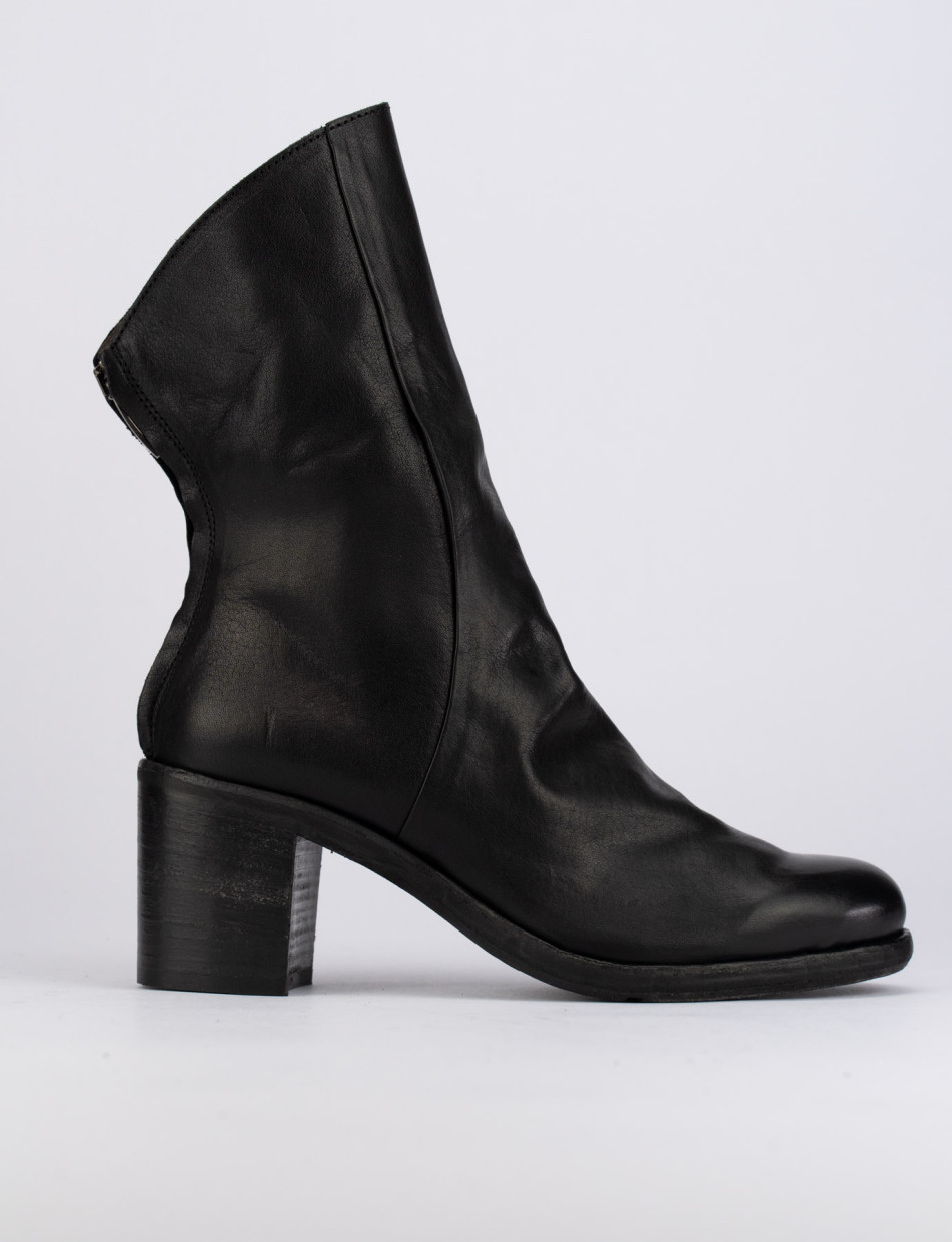 Botines de tacón alto tacón 5 cm negro cuero