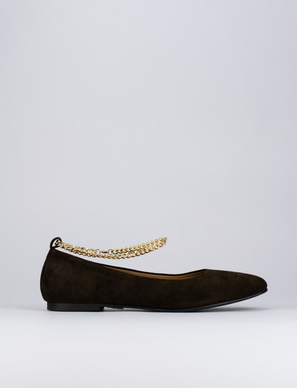Bailarinas tacón 1 cm marrón oscuro ante