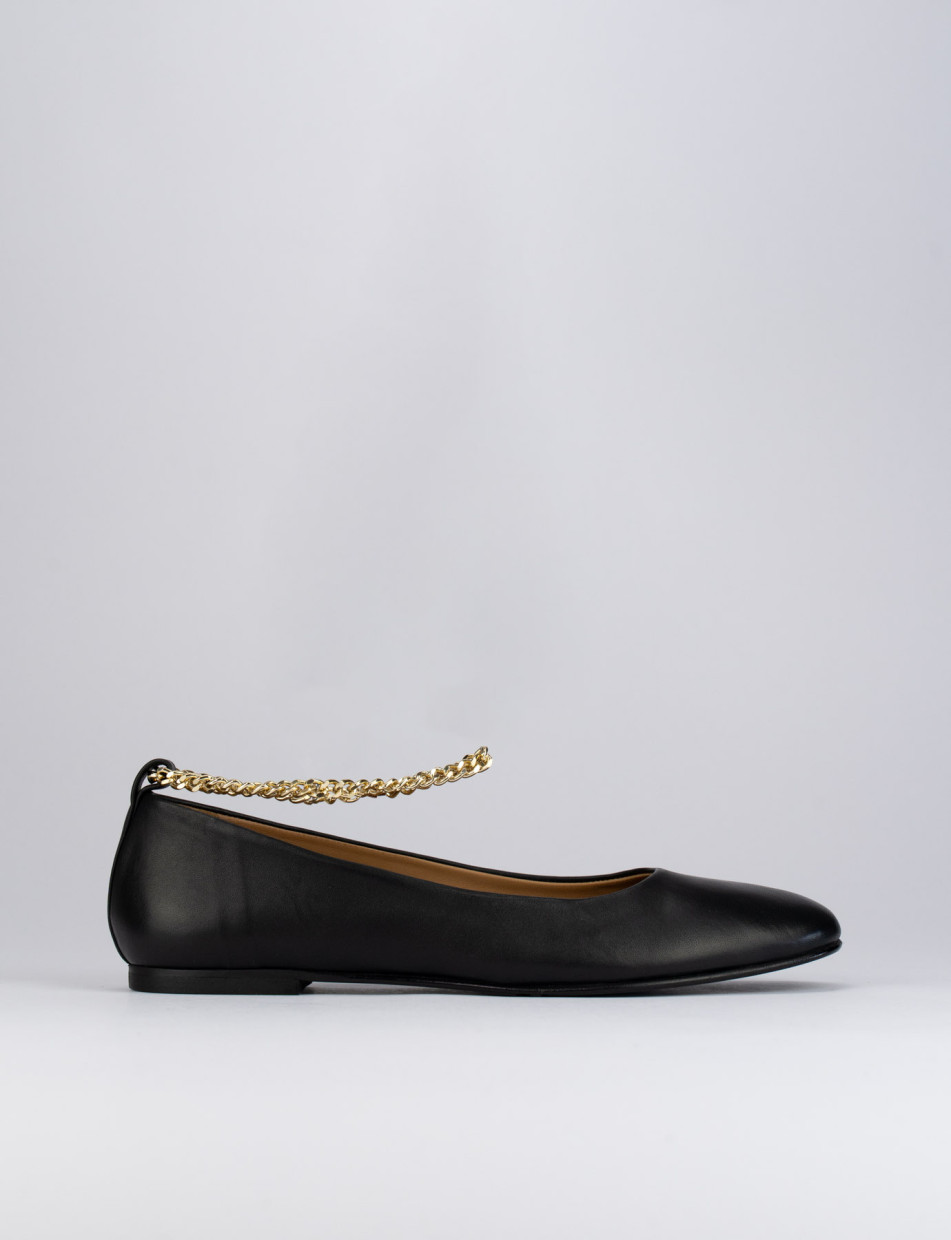Bailarinas tacón 1 cm negro cuero