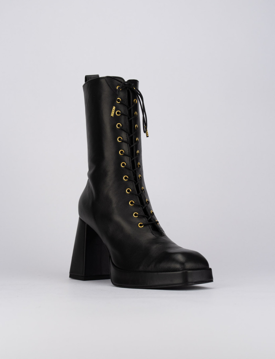 Botines de tacón alto tacón 10 cm negro cuero