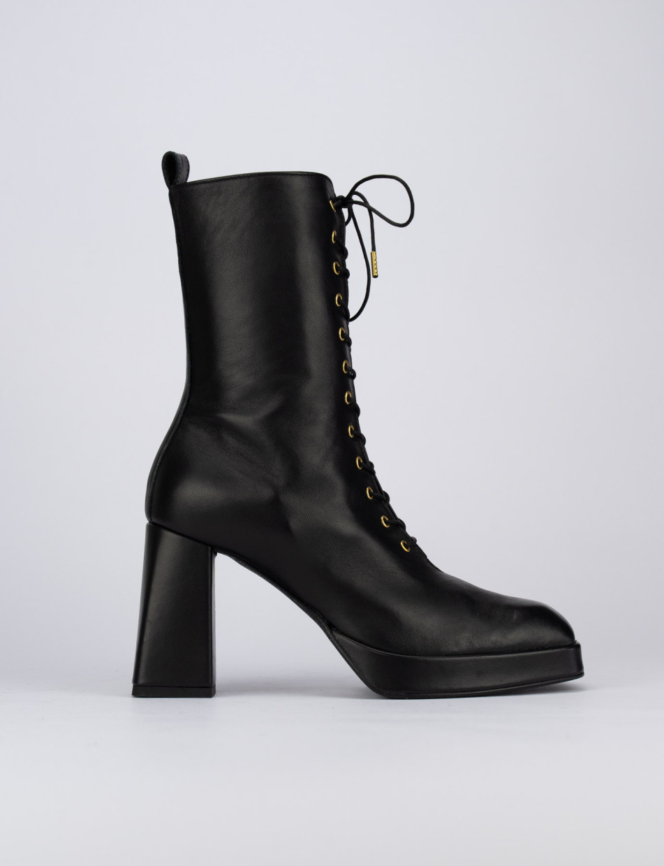 Botines de tacón alto tacón 10 cm negro cuero