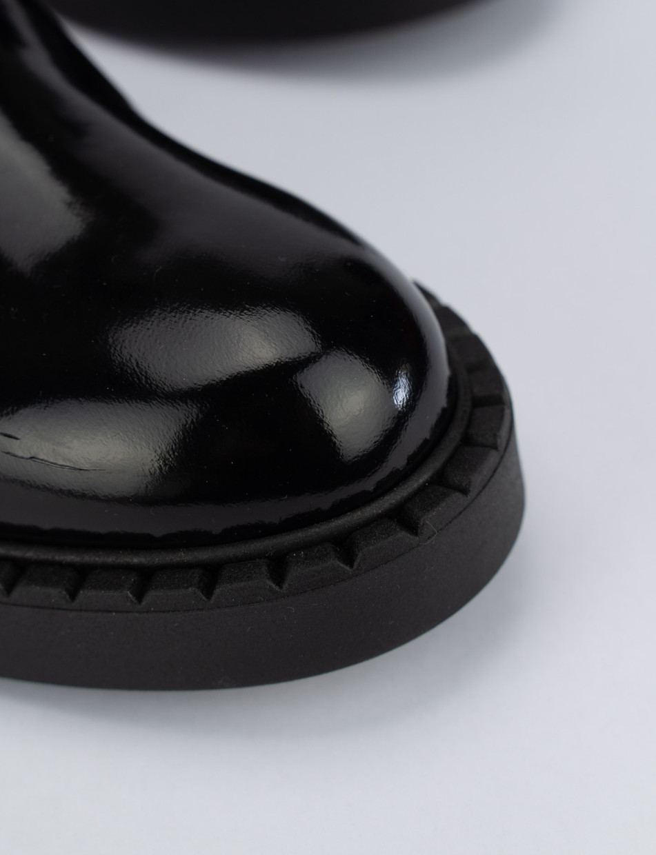Botines de tacón bajo tacón 1 cm negro cuero