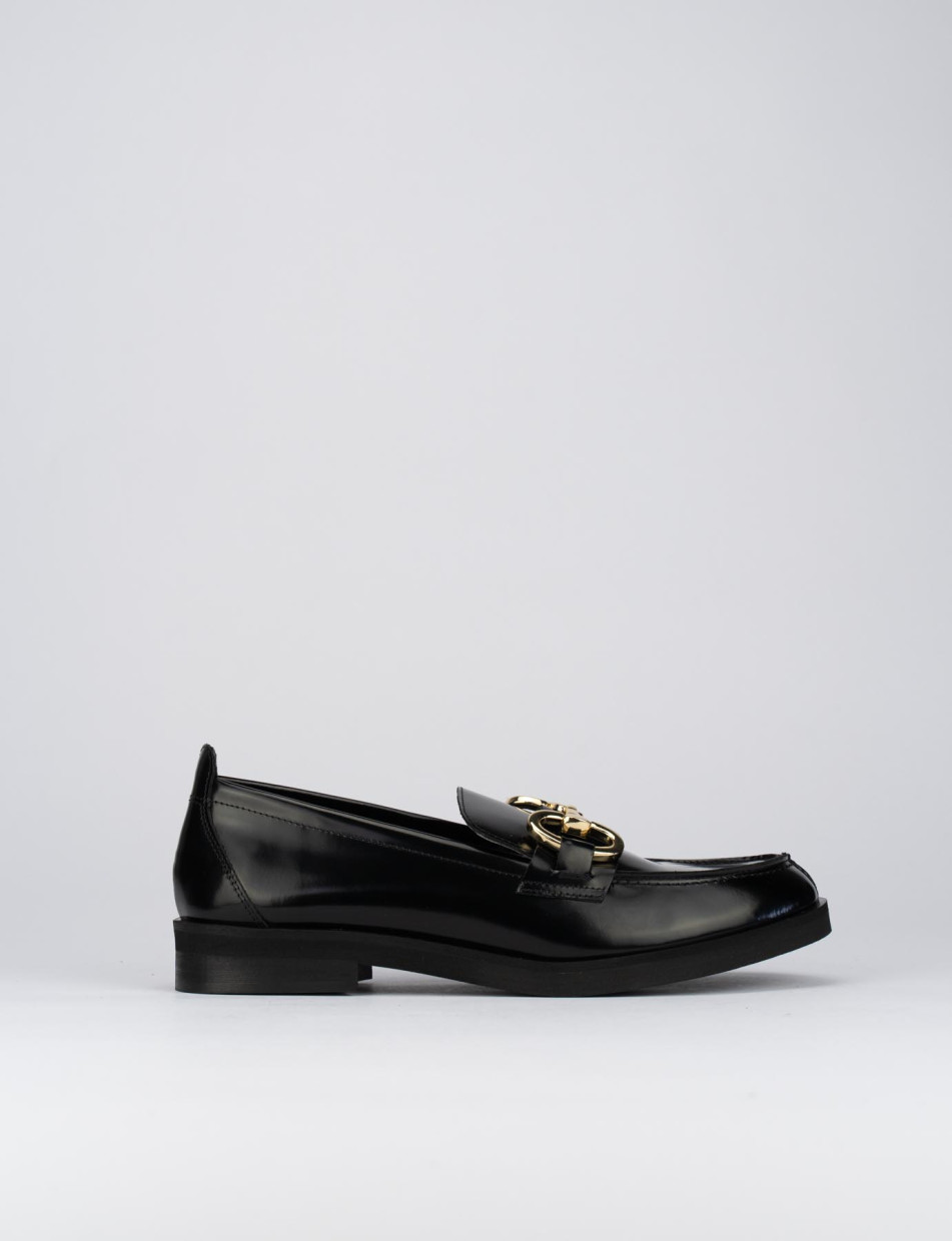 Mocasines tacón 2 cm negro cuero