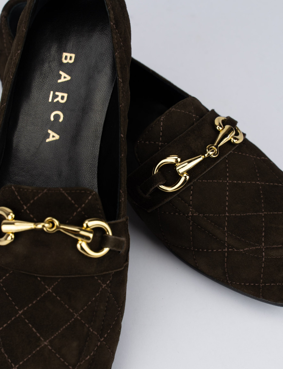 Mocasines tacón 2 cm marrón oscuro ante