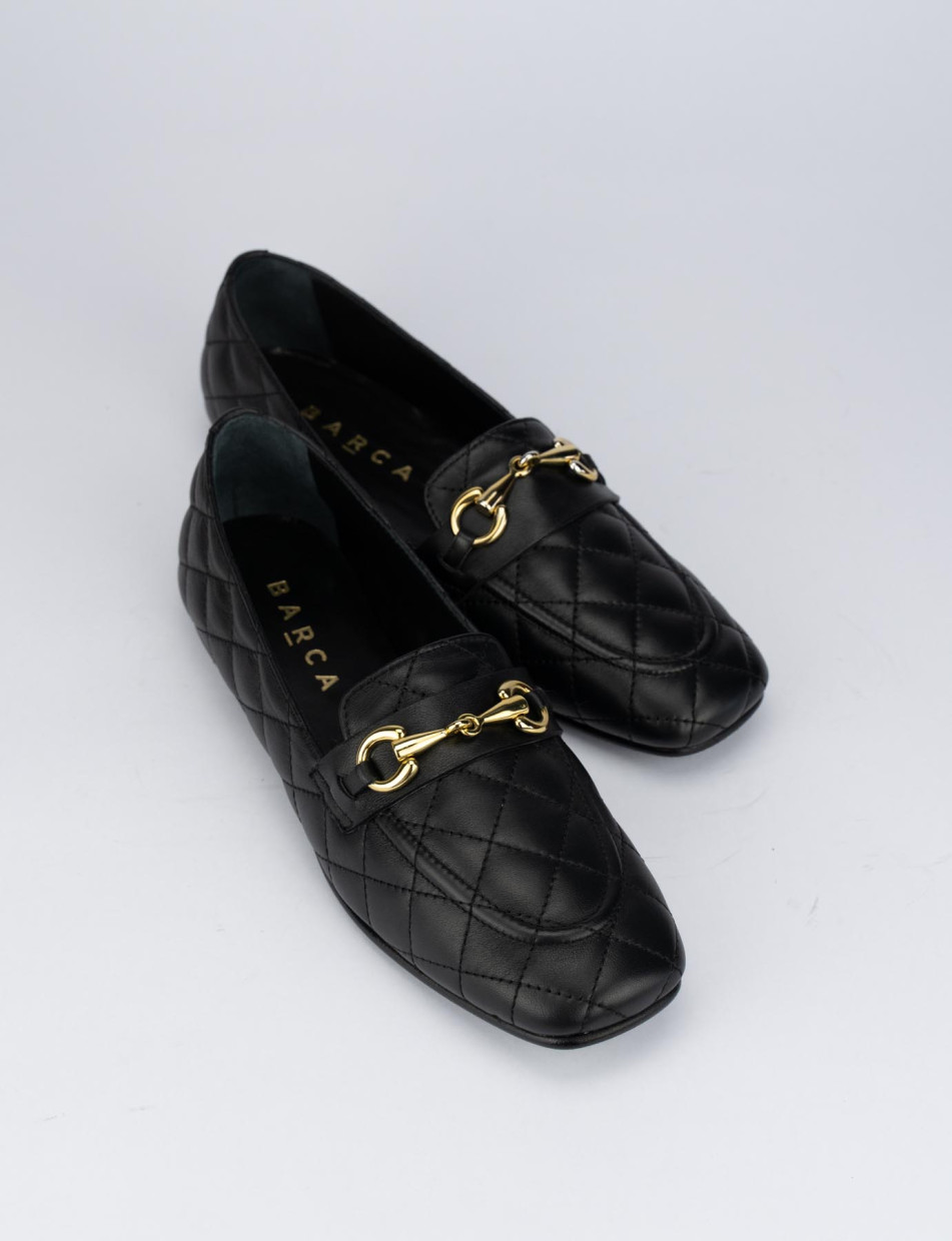 Mocasines tacón 2 cm negro cuero