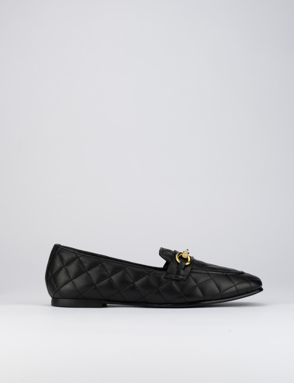 Mocasines tacón 2 cm negro cuero