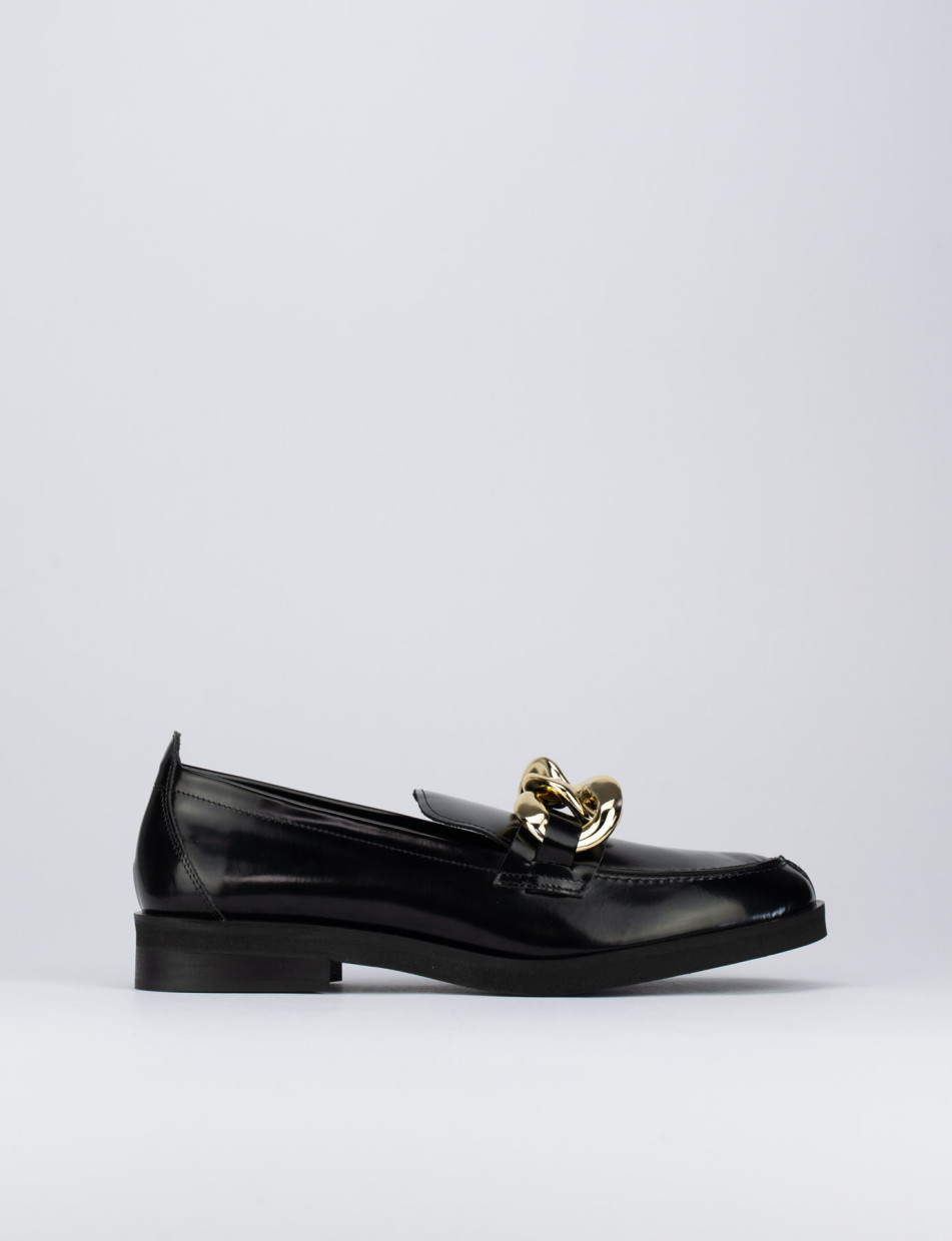 Mocasines tacón 2 cm negro cuero