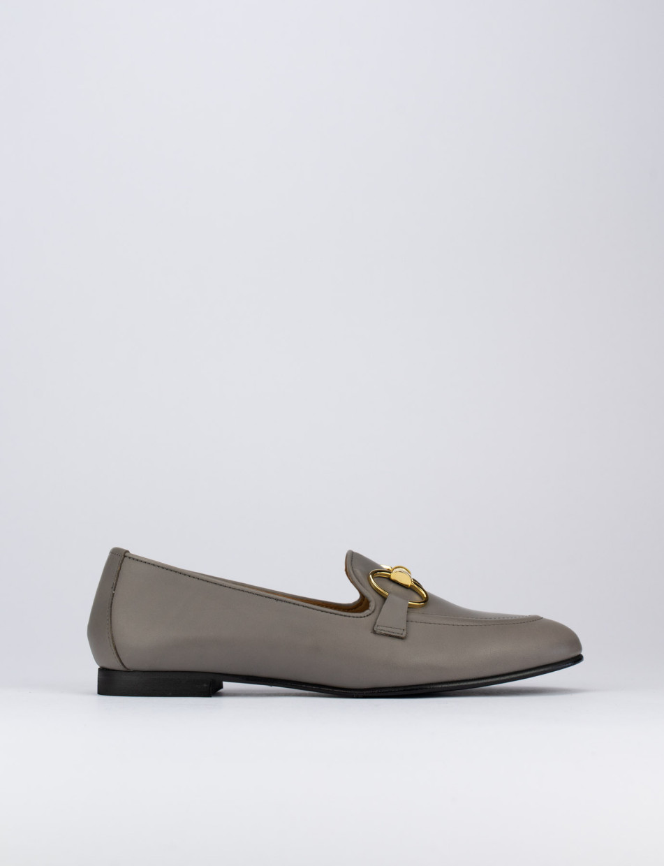 Loafers heel 1 cm grey leather