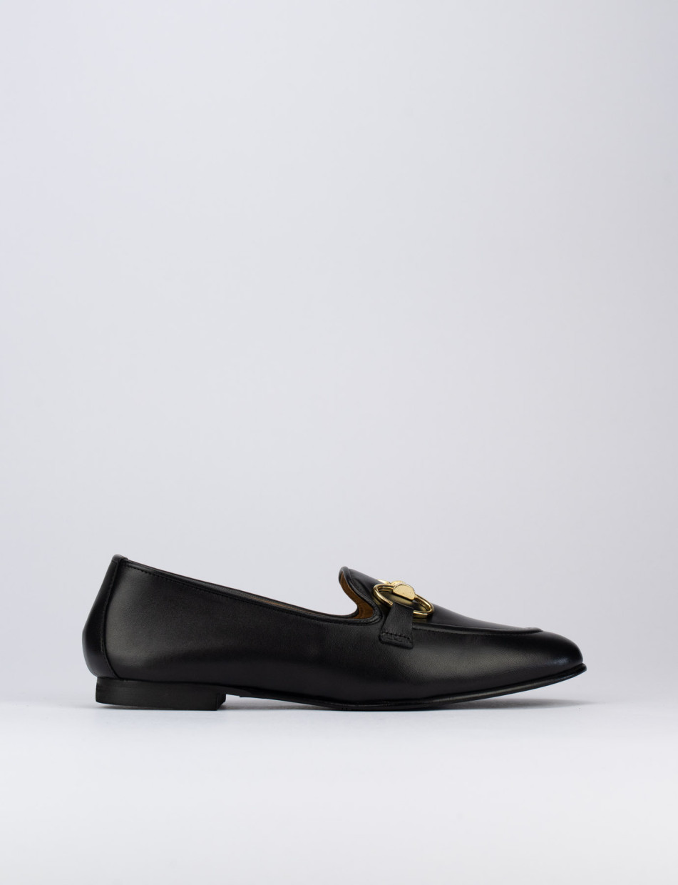 Mocasines tacón 1 cm negro cuero