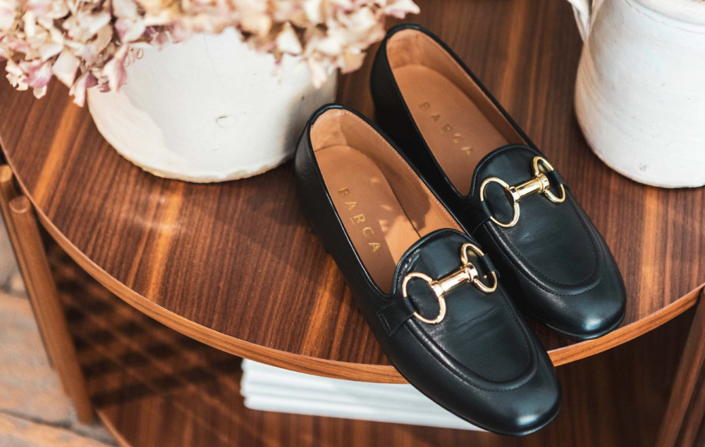 Mocasines tacón 1 cm negro cuero