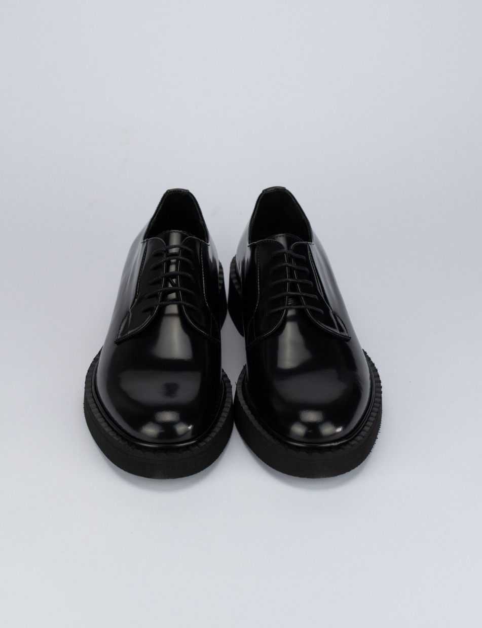 Zapatos de cordones tacón 1 cm negro cuero