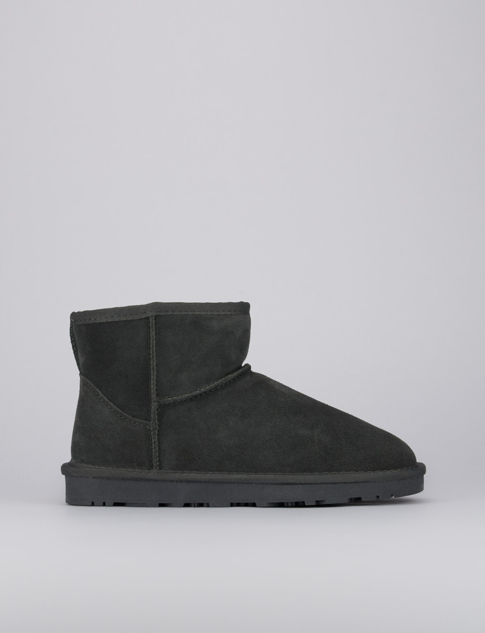 Botines de tacón bajo tacón 1 cm gris ante