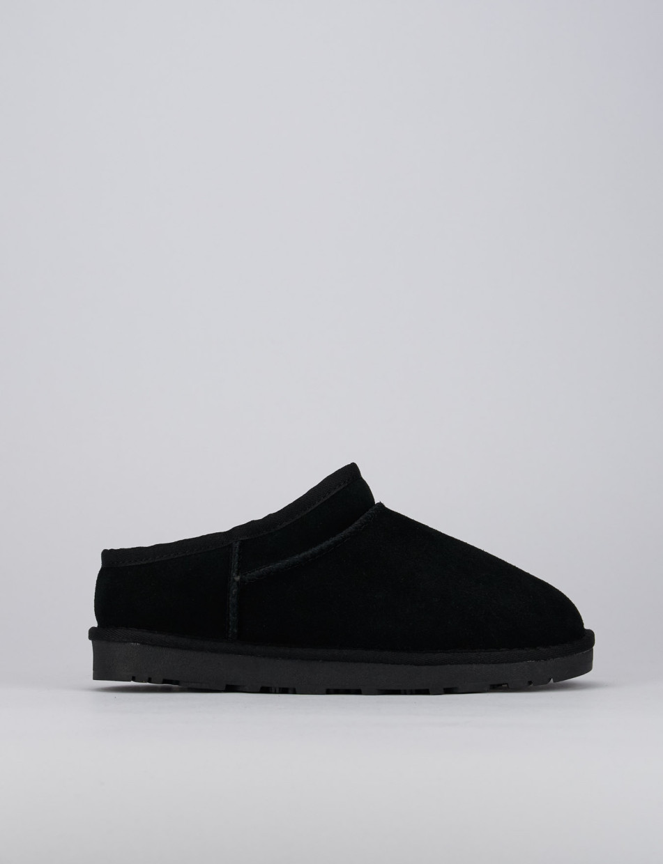 Botines de tacón bajo tacón 1 cm negro ante