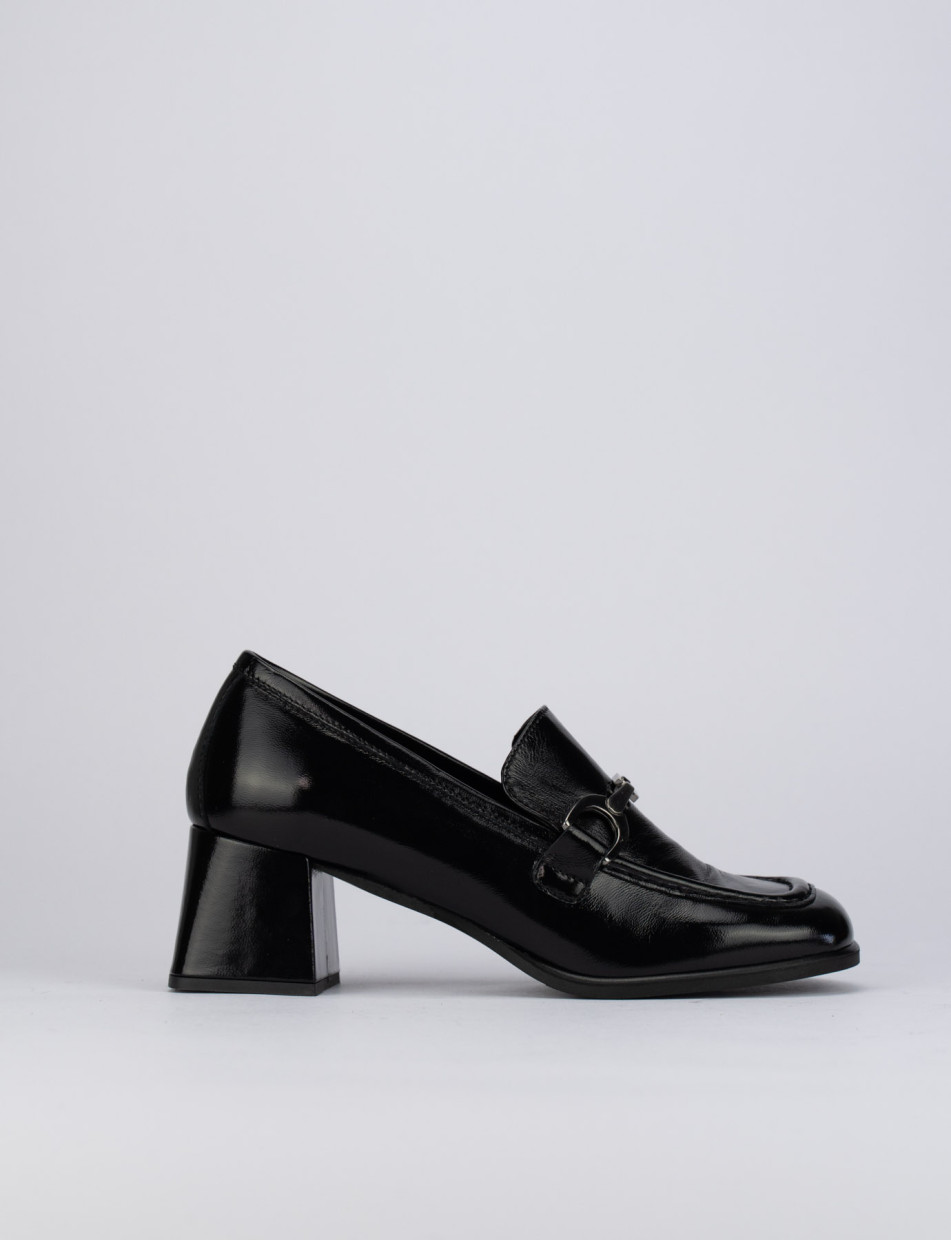 Mocasines tacón 5 cm negro cuero