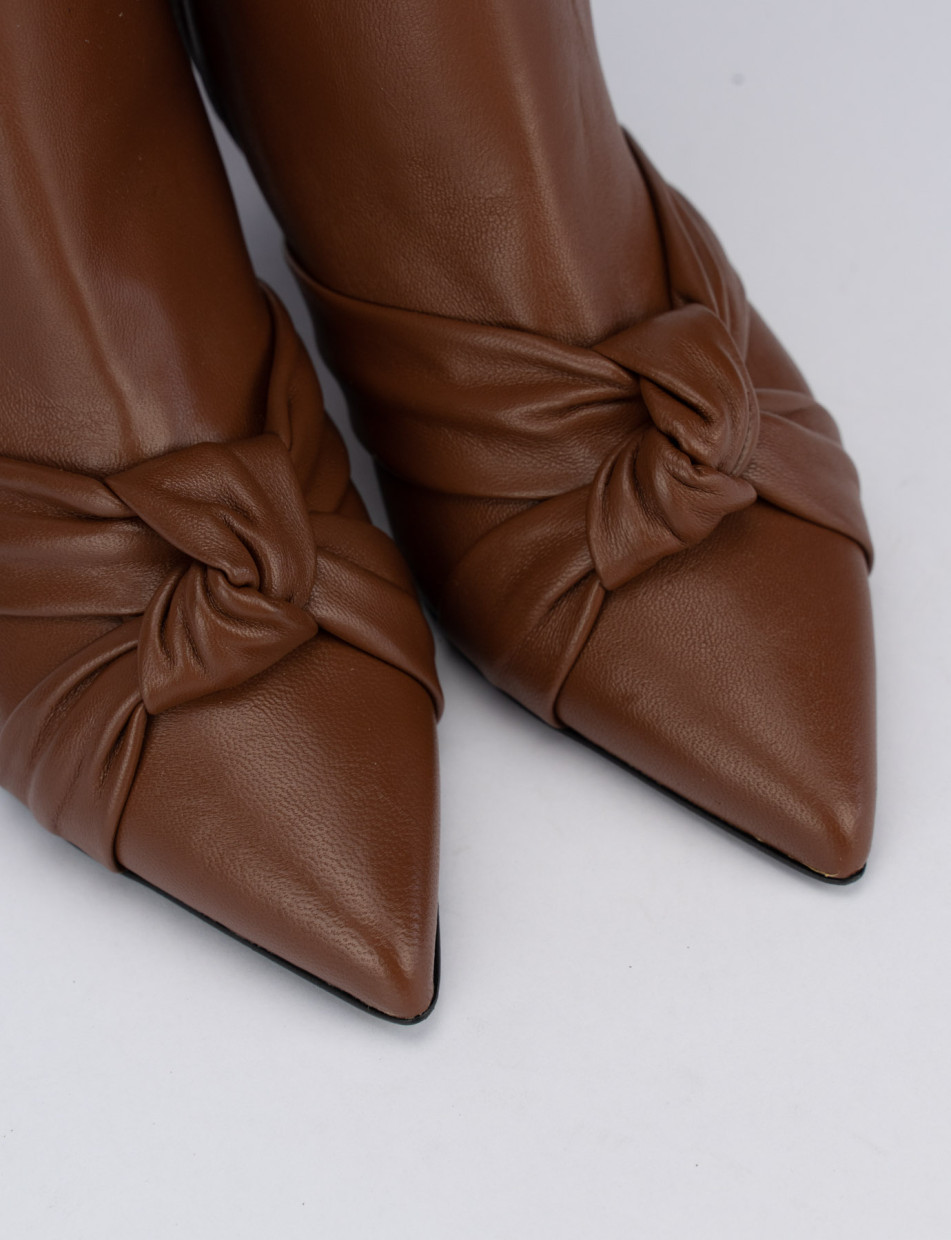 Botines de tacón alto tacón 5 cm marrón cuero