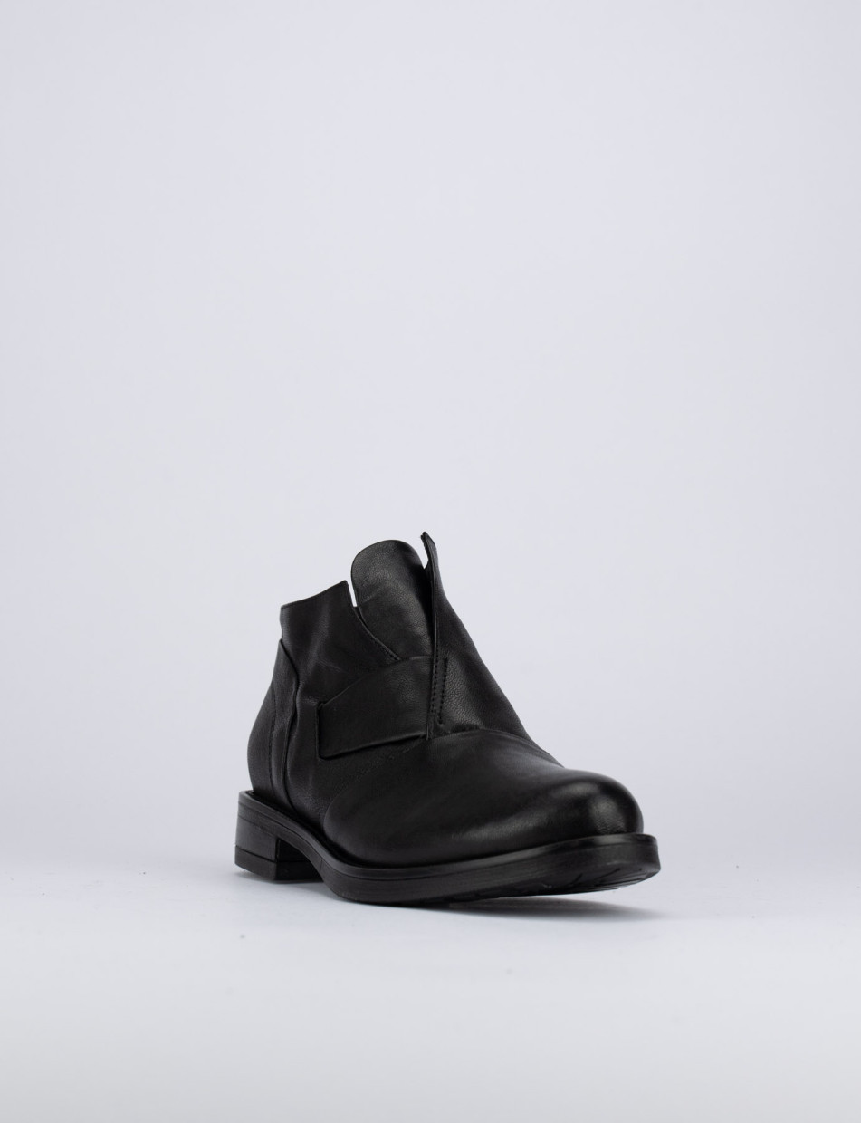 Botines de tacón bajo tacón 1 cm negro cuero