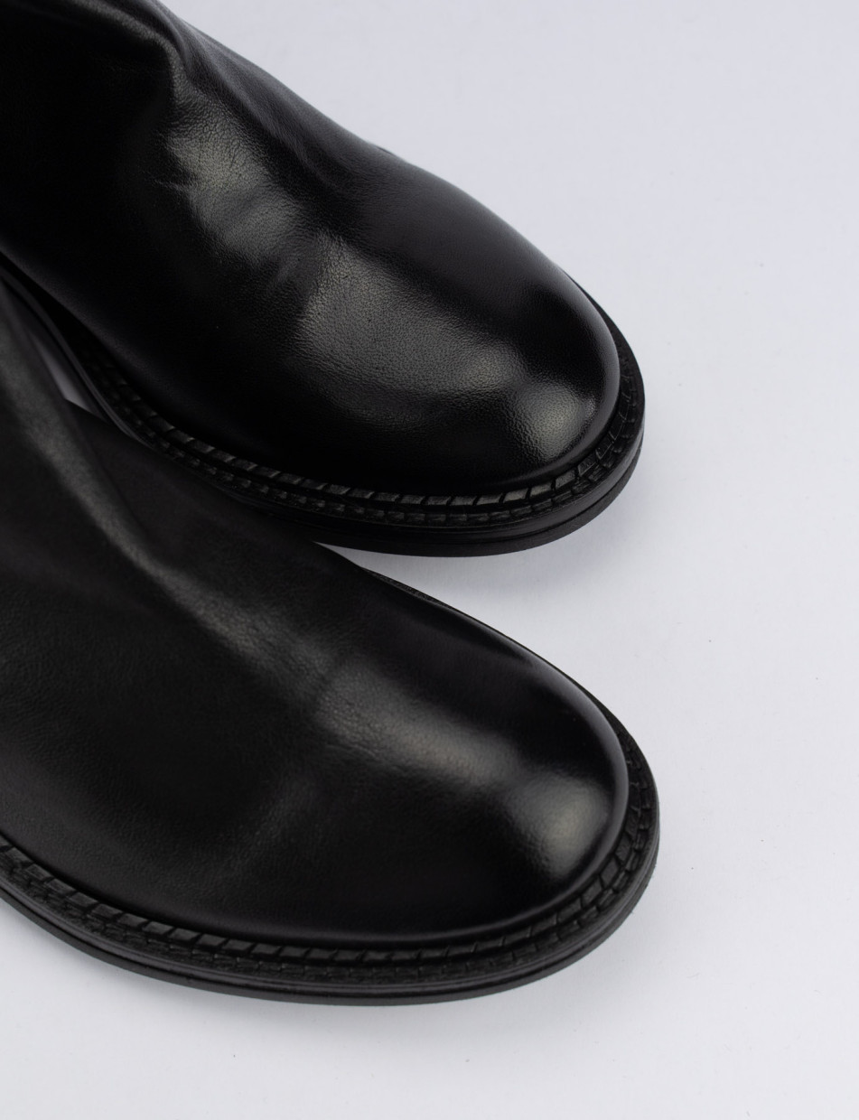 Botines de tacón bajo tacón 1 cm negro cuero