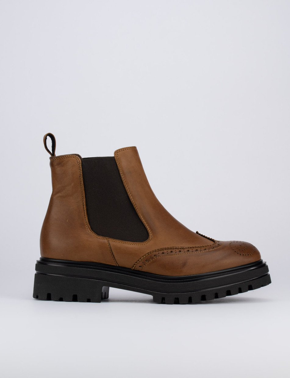 Botines de tacón bajo tacón 1 cm marrón cuero