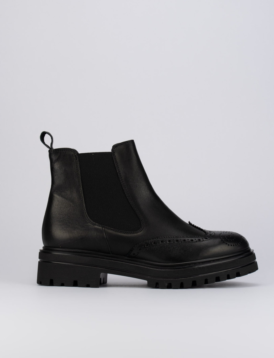 Botines de tacón bajo tacón 1 cm negro cuero