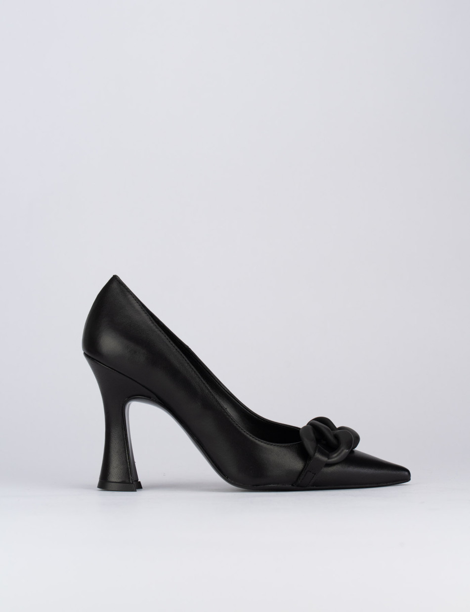 Zapatos de salón tacón 9 cm negro cuero