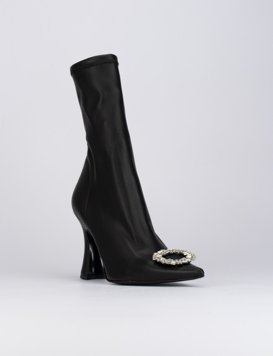 High heel ankle boots heel 9 cm black leather