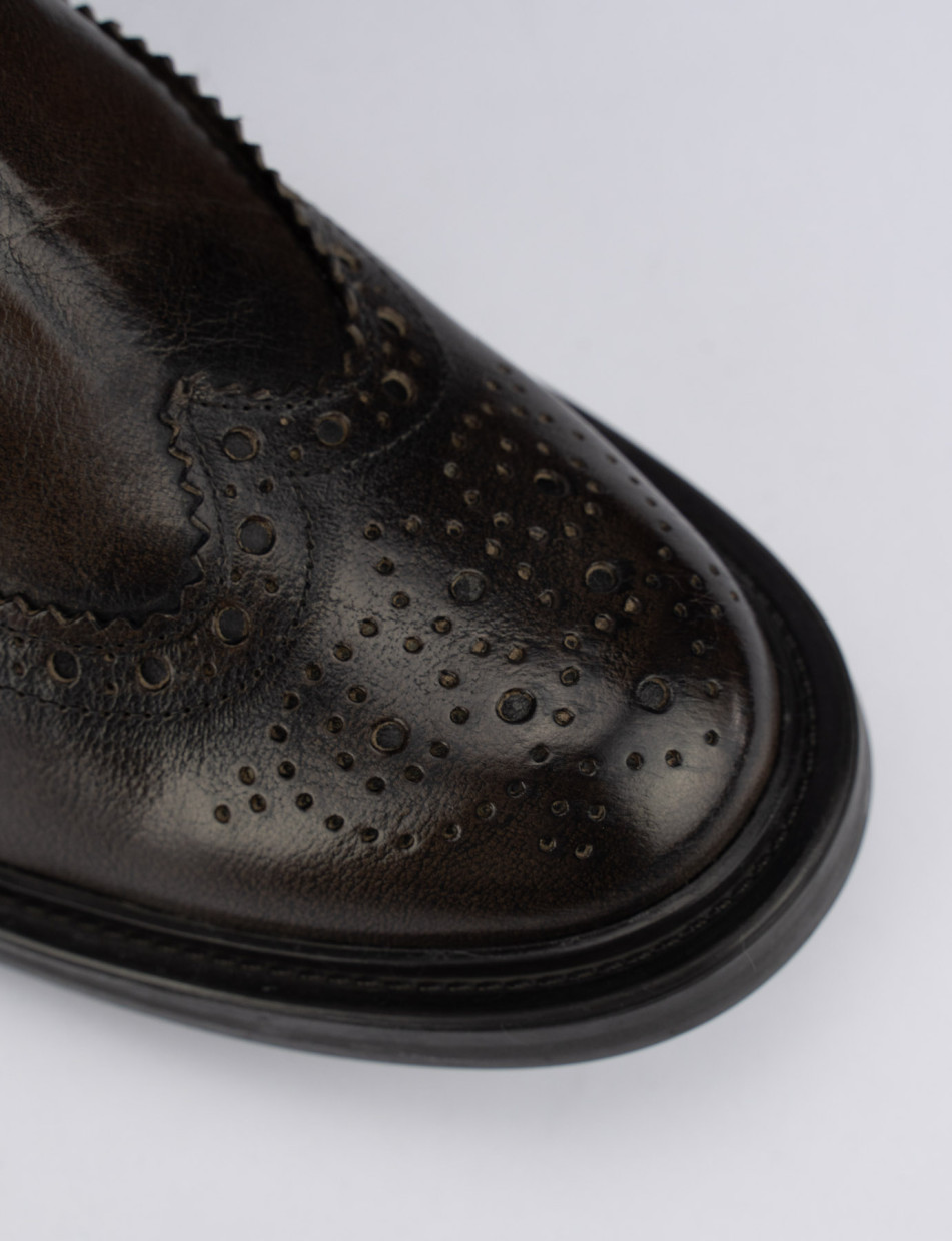 Low heel ankle boots heel 1 cm dark brown leather