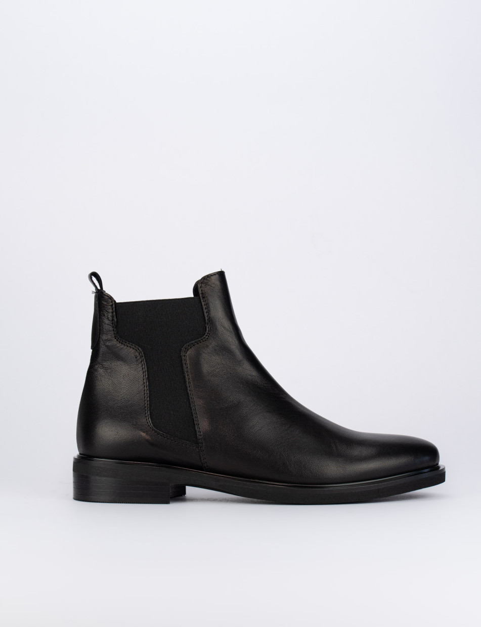 Botines de tacón bajo tacón 2 cm negro cuero