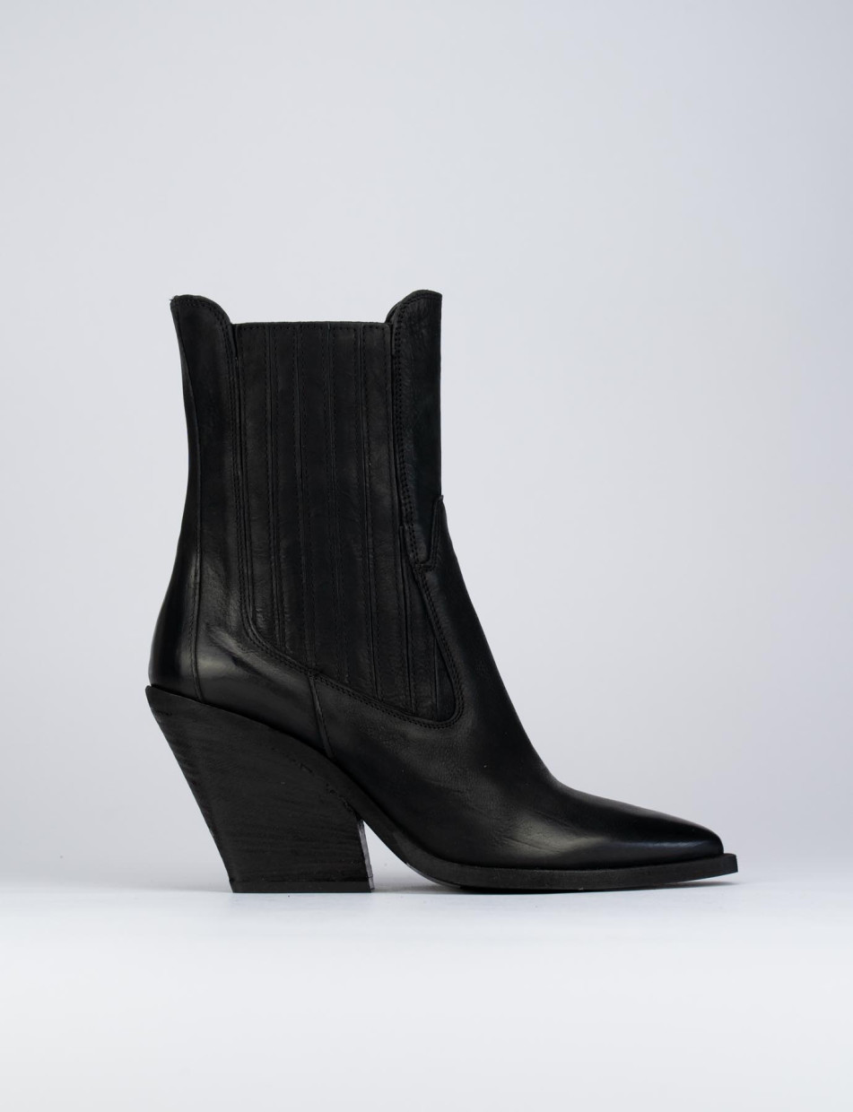 Outlet - mujer tacón 7 cm negro cuero