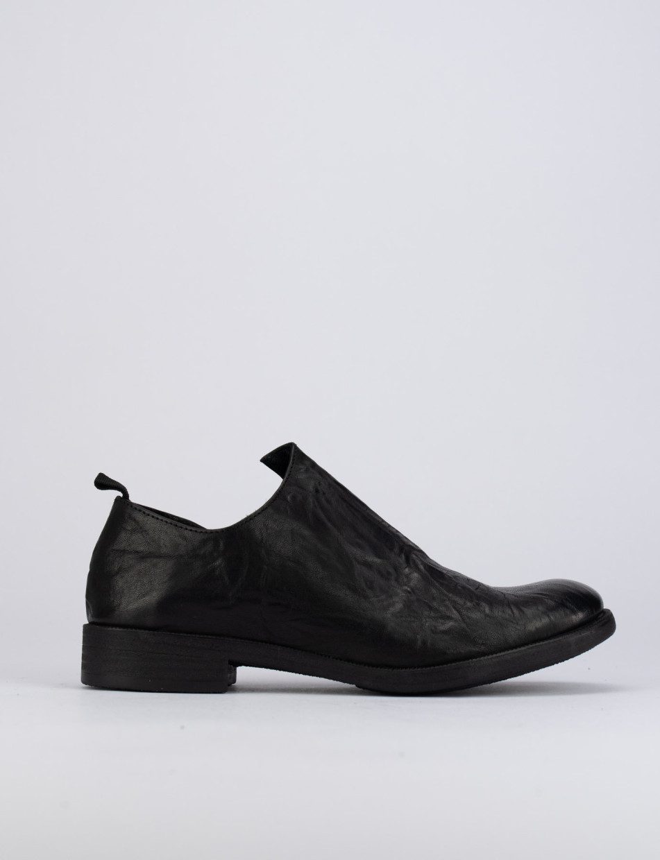 Zapatos de cordones tacón 1 cm negro cuero