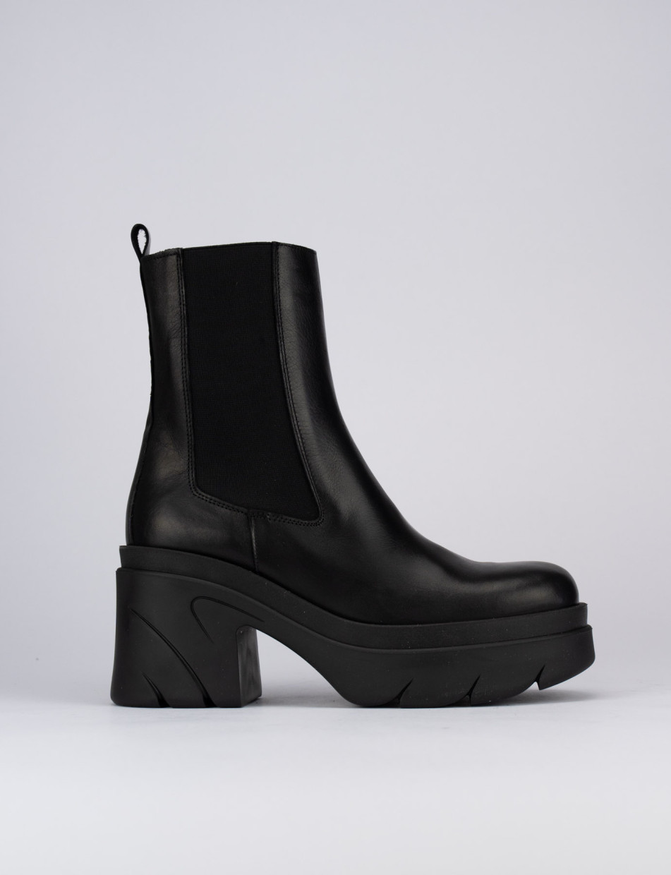 Botines de tacón alto tacón 9 cm negro cuero