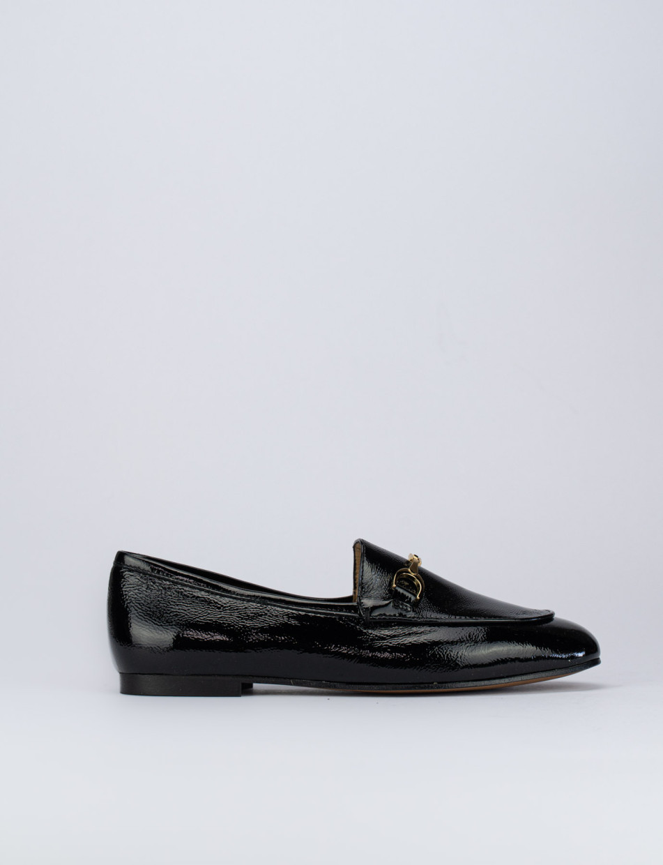 Mocasines tacón 1 cm negro charol