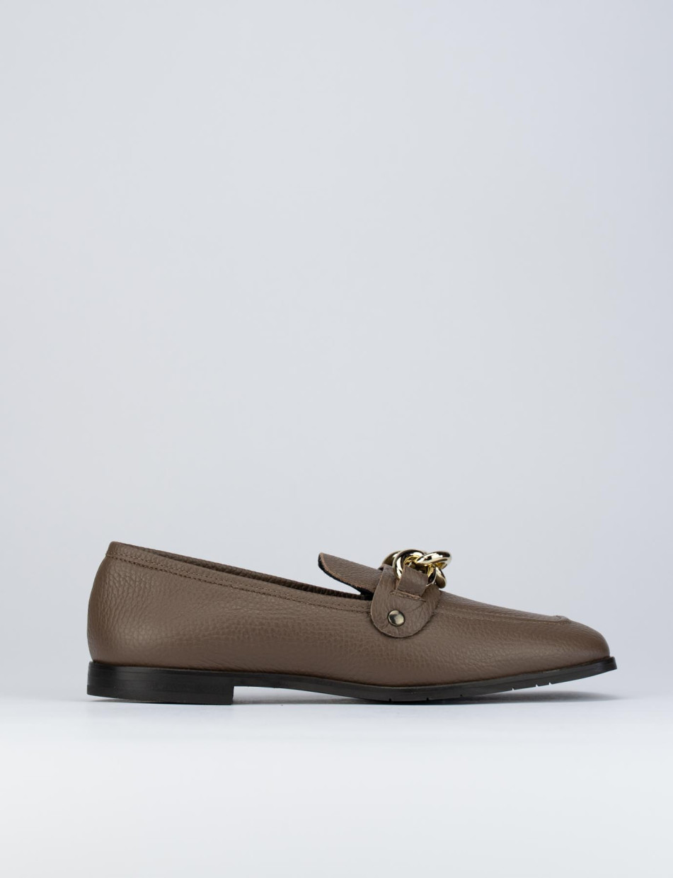 Mocasines tacón 1 cm beis cuero