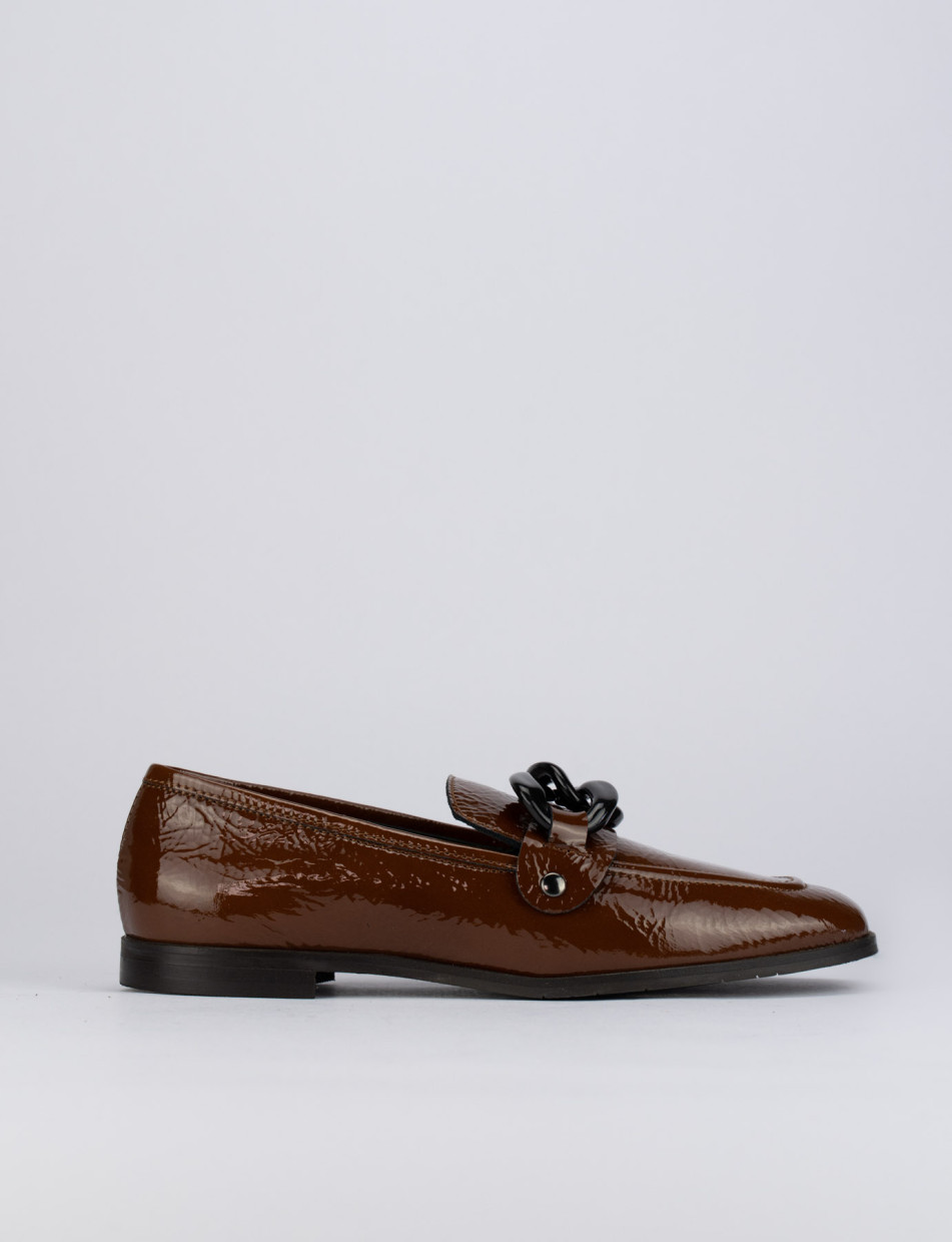 Mocasines tacón 1 cm marrón charol