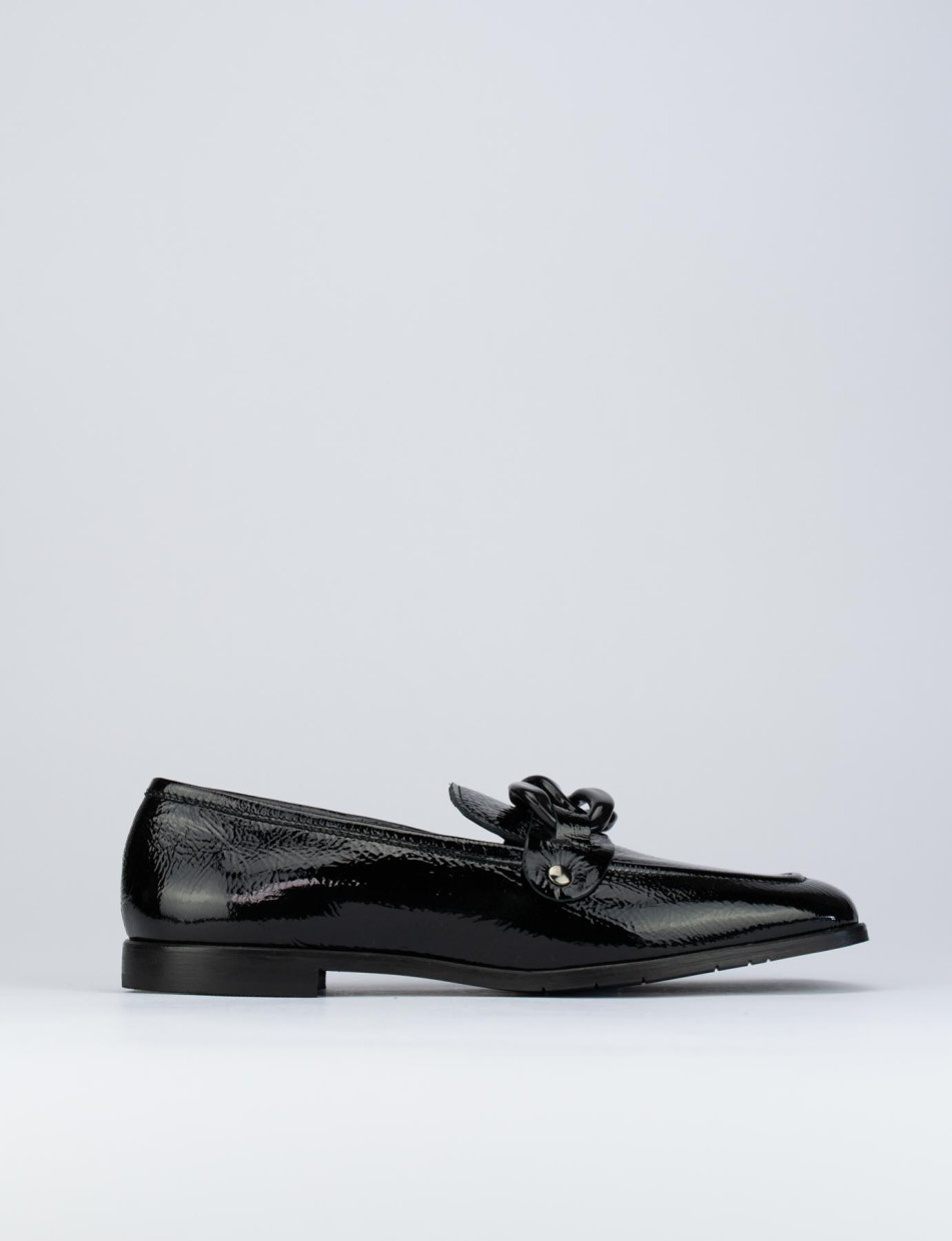 Mocasines tacón 1 cm negro charol