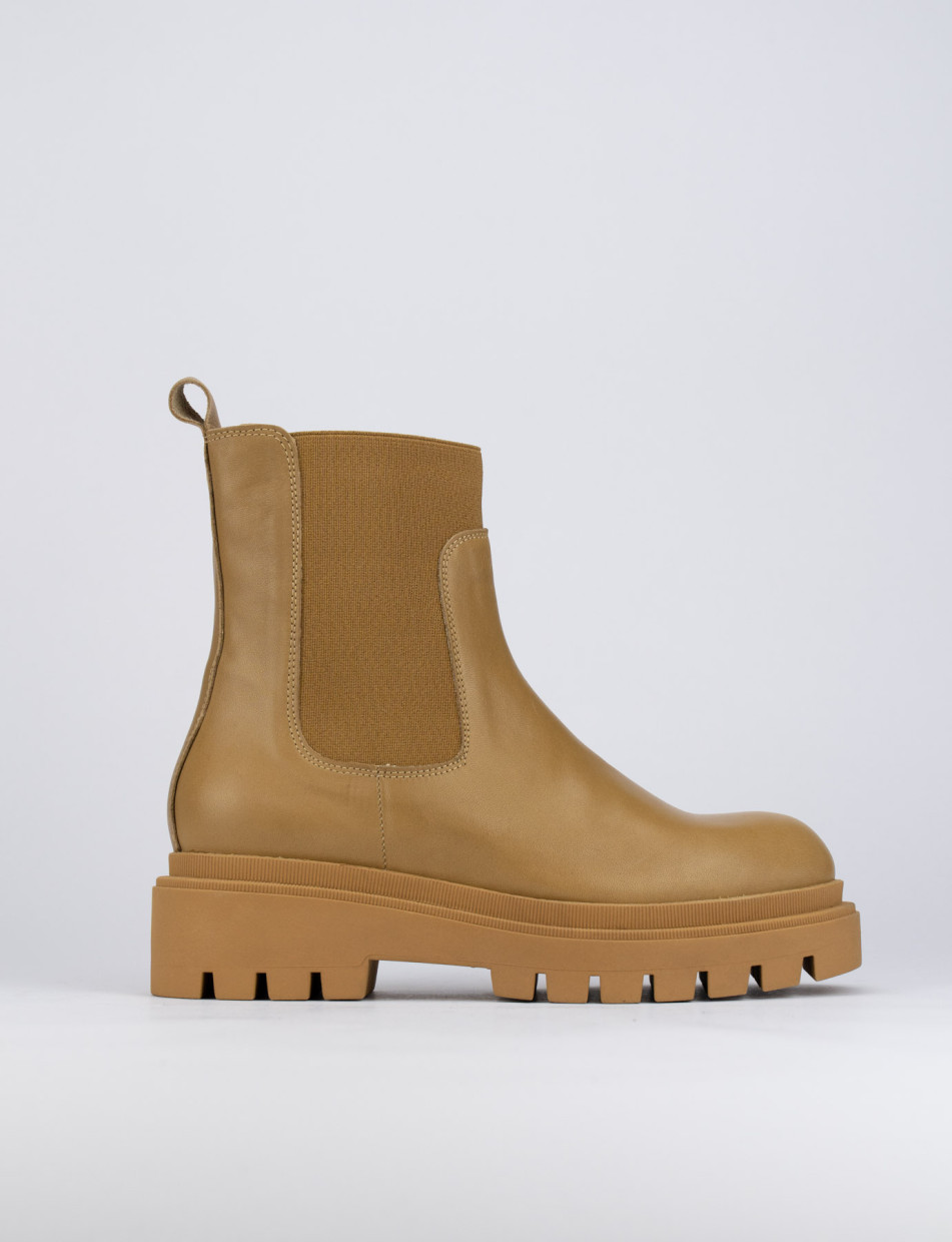 Botines de tacón bajo tacón 1 cm marrón cuero