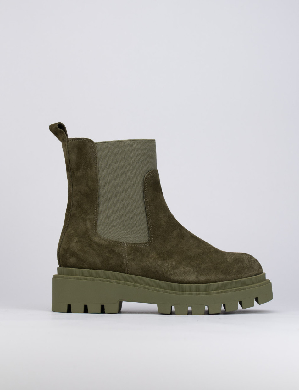 Outlet - mujer tacón 1 cm verde ante