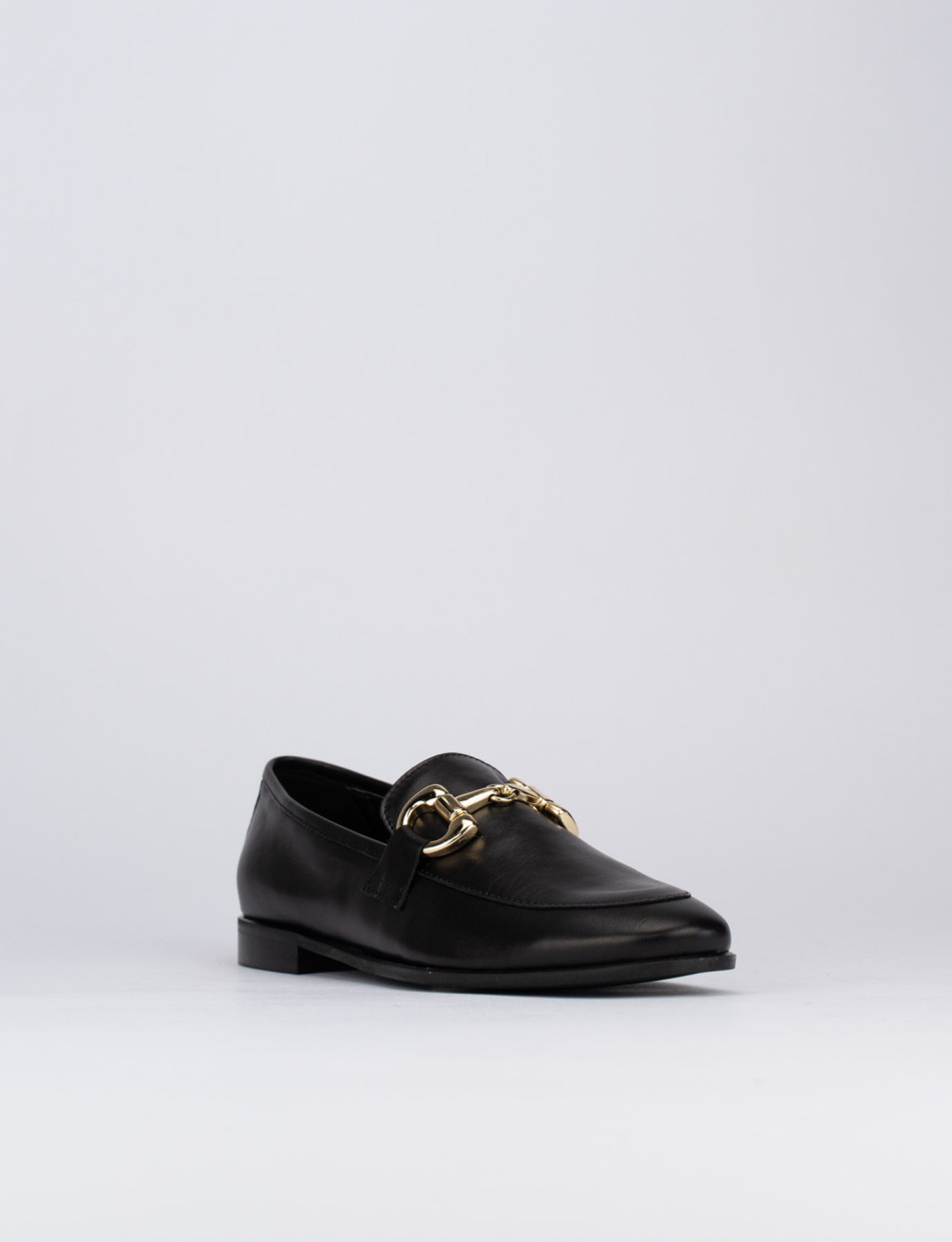 Mocasines tacón 1 cm negro cuero