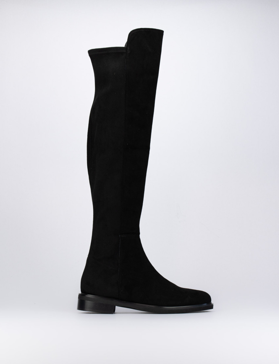 Botas de tacón bajo tacón 2 cm negro ante